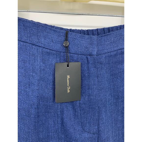 Massimo Dutti Blue 100% Linen 4 Pocket Pants Size 6 - Picture 4 of 12